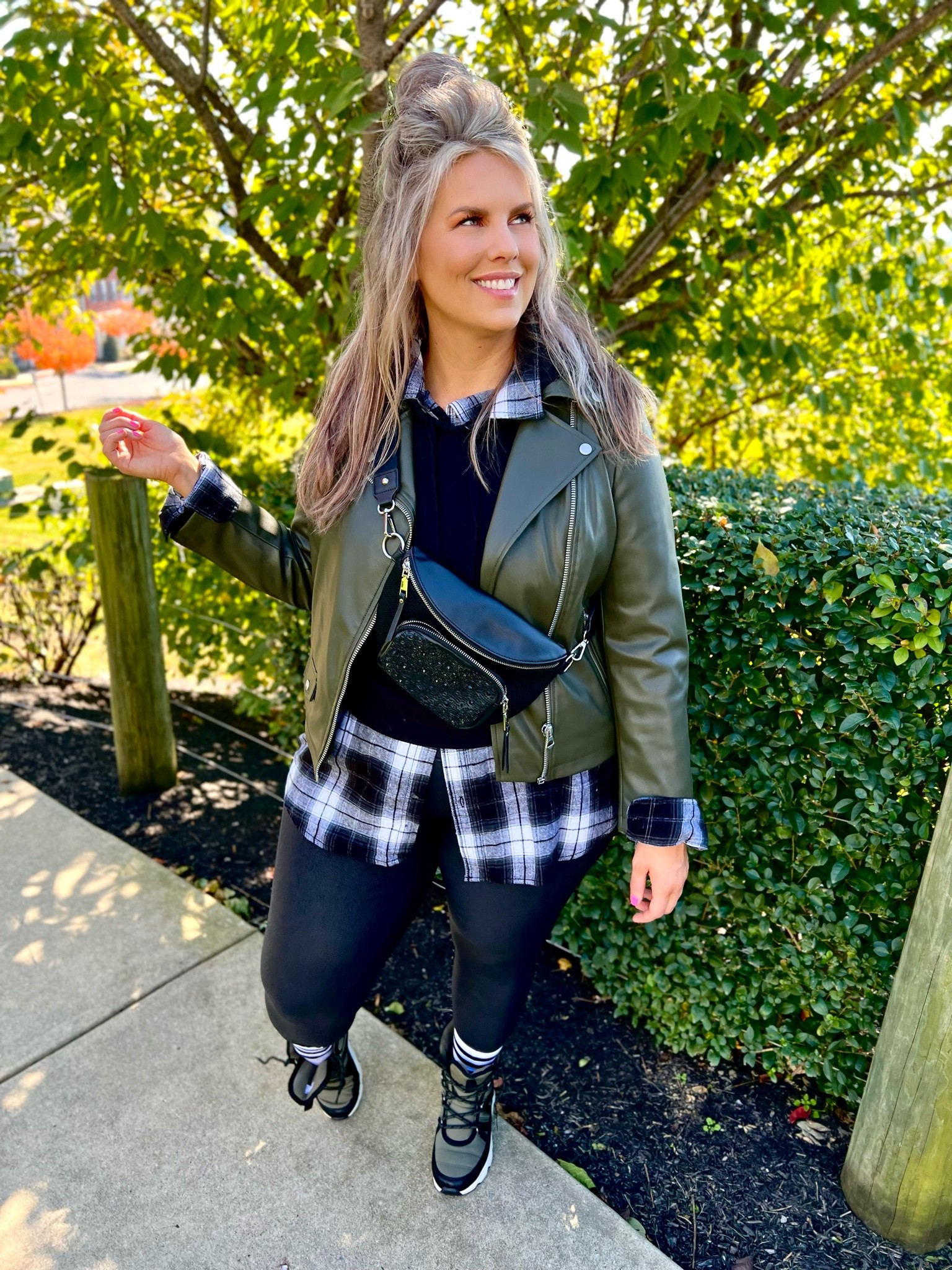 ✨SIZING•PRODUCT INFO✨
⏺ Olive Green Moto Jacket - Med - Runs Big - Walmart 
⏺ Black & White Flannel Shirt - Men’s XL Tall - Walmart 
⏺ Black Faux Leather Leggings - XL - TTS - Walmart 
⏺ Olive Green Sneaker Boots - TTS - Walmart 
⏺ Black Sparkle Bum Bag Crossbody - 5 colors - Walmart 

📍Say hi on YouTube•Tiktok•Instagram ✨Jen the Realfluencer✨ for all things midsize-curvy fashion!

👋🏼 Thanks for stopping by, I’m excited we get to shop together!


🛍 🛒 HAPPY SHOPPING! 🤩

#walmart #walmartfinds #walmartfind #walmartfall #founditatwalmart #walmart style #walmartfashion #walmartoutfit #walmartlook 
#edgy #style #fashion #edgystyle #edgyfashion #edgylook #edgyoutfit #edgyoutfitinspo #edgyoutfitinspiration #edgystylelook  #moto #jacket #motojacket #faux #leather #fauxleather #fauxleathermotojacket #leathermotojacket #motojacketlook #motojacketstyle #motojacketoutfit #motojacketoutfitinspo #motojacketoutfitinspiration #leather #leggings #jeggings #leatherleggings #leatherjeggings #fauxleather #veganleather #fauxleatherleggings #veganleatherleggings #leatherleggingslook #leatherleggingsoutfit #leatherleggingstyle #leatherleggingsoutfitidea #leatherleggingsfashion #leatherleggings #style #inspo #leatherleggingsinspo #green #olive #olivegreen #hunter #huntergreen #kelly #kellygreen #forest #forestgreen #greenoutfit #outfitwithgreen #greenstyle #greenoutfitinspo #greenlook #greenoutfitinspiration #flannel #shirt #buttondown #buttonup #button #flannelshirt #plaid #plaidshirt #flannelstyle #flannellook #flanneloutfit #flanneloutfitidea #flanneloutfitinspo #grunge #grungeoutfit #grungestyle #grungelook  
#under10 #under20 #under30 #under40 #under50 #under60 #under75 #under100 #affordable #budget #inexpensive #budgetfashion #affordablefashion #budgetstyle #affordablestyle #curvy #midsize #size14 #size16 #size12 #curve #curves #withcurves #medium #large #extralarge #xl

#LTKunder50 #LTKSeasonal #LTKcurves