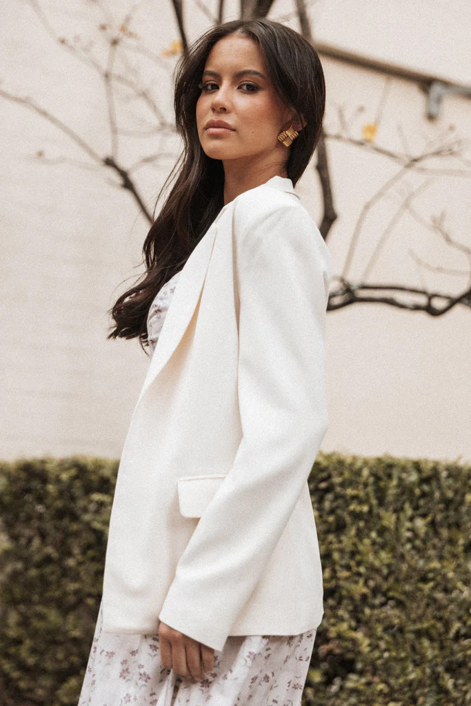 Volina Open Front Blazer - Cream | Petal & Pup (US)