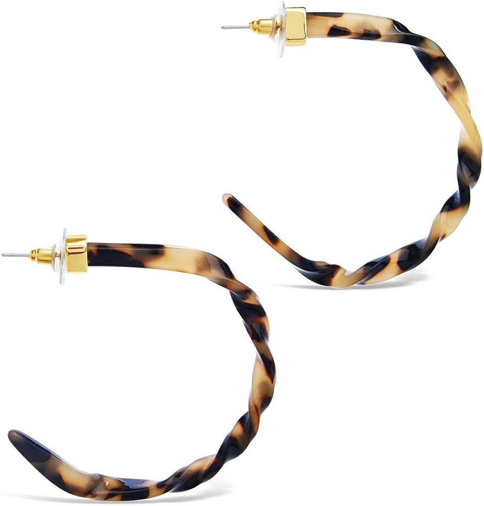 Sterling Forever - 2in Resin Hoop Earrings - Fashion Statement Earrings - 14K Gold Plated Brass Fixi | Amazon (US)