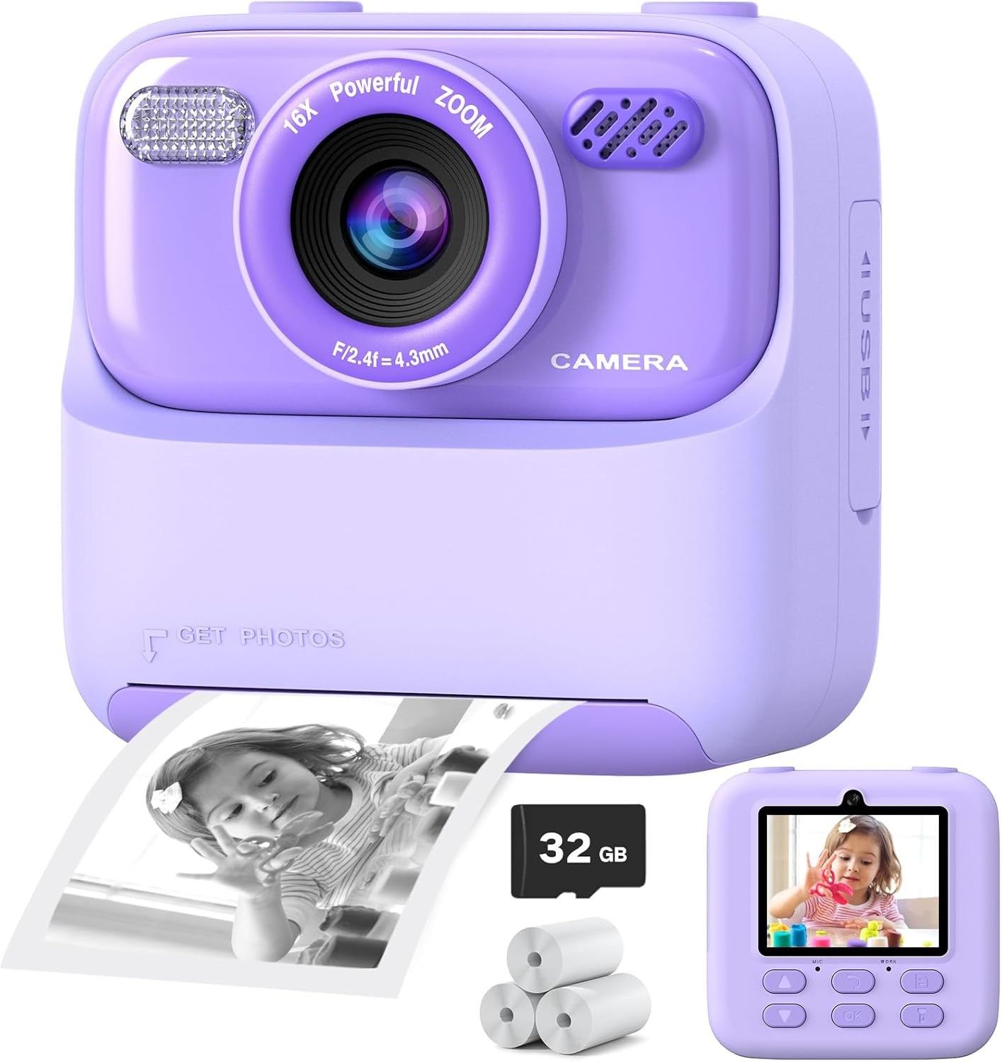 Kids Instant Digital Cameras for Boys and Girls, 1080P HD Dual-Lens Selfie Digital Camera with Pr... | Amazon (US)
