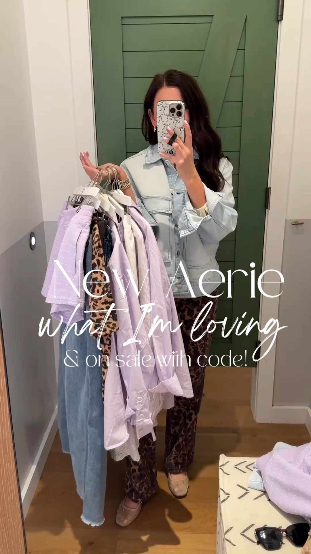 Aerie on sale with code: FIRSTDIBS must be signed into your rewards account to utilize discount. It’s easy & free and you get rewards for shopping! 
.
.

SIZING-
Leopard tee-small, runs oversized
Denim shorts-small
Sweat shorts in charcoal-xs, could have done small too
Stretchy wide leg pants-small SO FAB🙌🏼🙌🏼
Purple tee-medium, I’d go up! 
Purple seersucker shorts-xs
Purple button ups-xs, run BIG! Go down
Dress-medium, I’d go up, runs tight!
Denim jacket-(walmart) small
Purple matching set-small in both 
Blue quarter zip up-small 
.
.
#aeriereal

#LTKSeasonal #LTKFindsUnder50 #LTKSaleAlert
