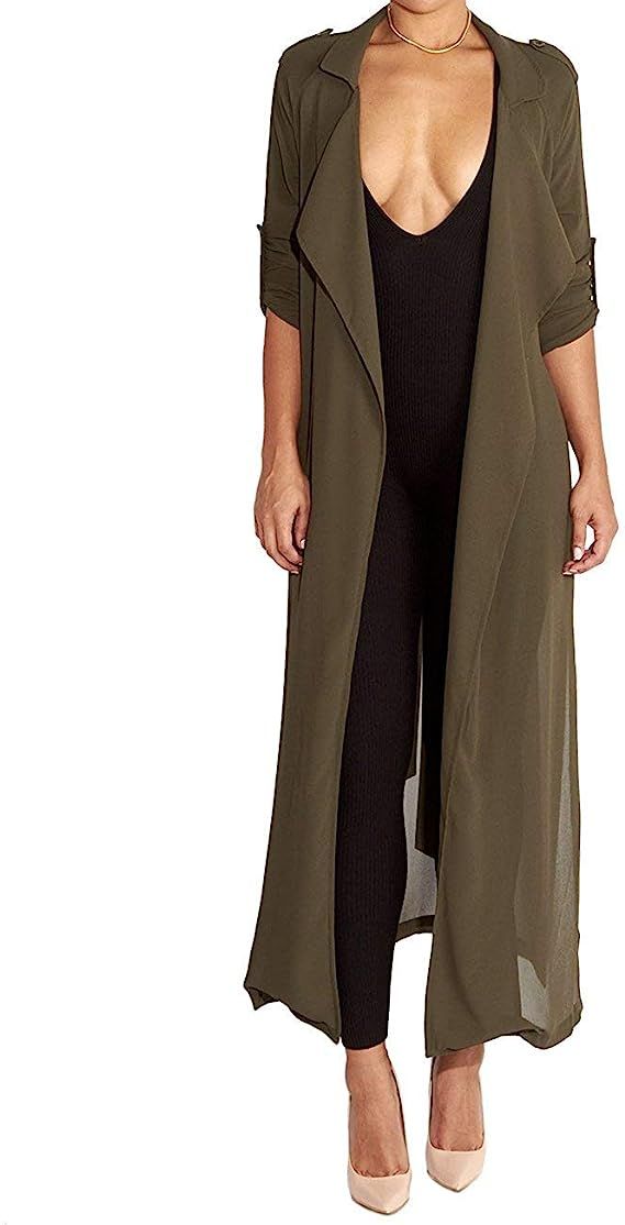 Begonia.K Women's Long Sleeve Chiffon Lightweight Maxi Sheer Duster Cardigan | Amazon (US)