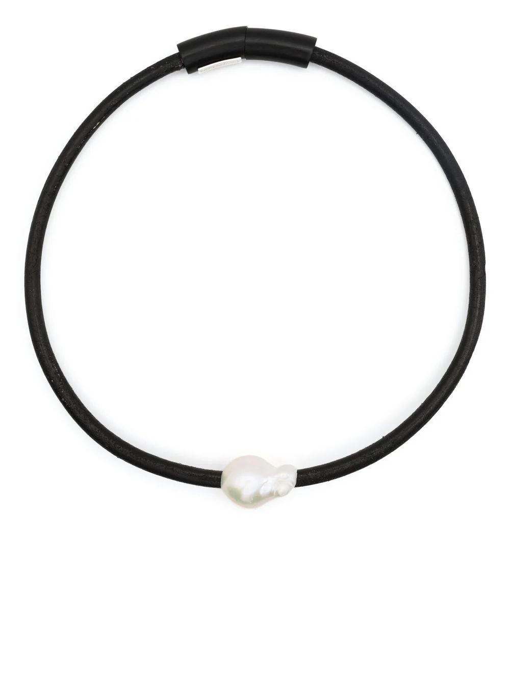 Monies Ebony leather-strap Pearl Necklace - Farfetch | Farfetch Global