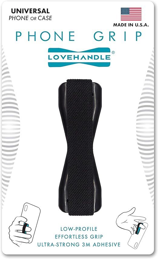 LOVEHANDLE Universal Grip For Smartphone and Mini Tablet - BLACK Elastic Strap with Black Base | Amazon (US)