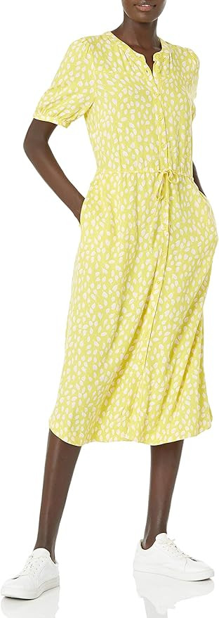 Amazon Essentials Women's Half-Sleeve Waisted Midi A-Line Dress | Amazon (US)