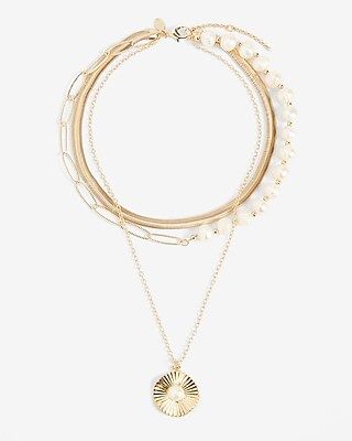 Half Pearl Half Paperclip Chain Pendant Necklace | Express