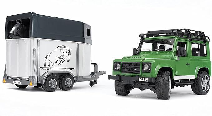 Bruder Toys (2592) Land Rover Defender Station Wagon with Horse Trailer & Horse | Amazon (US)