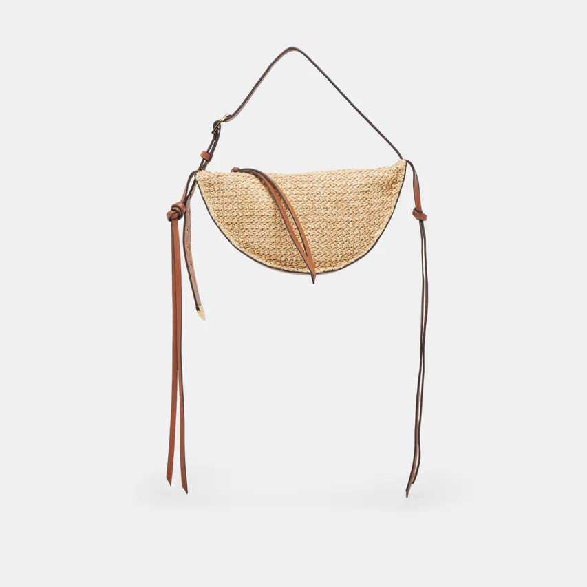 MONACO SHOULDER BAG NATURAL RAFFIA | DolceVita.com