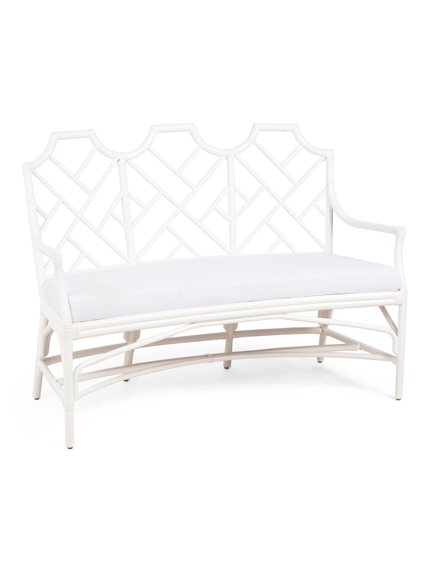 38.5x52x26 Godwin Lacquer Rattan Upholstered Bench | TJ Maxx