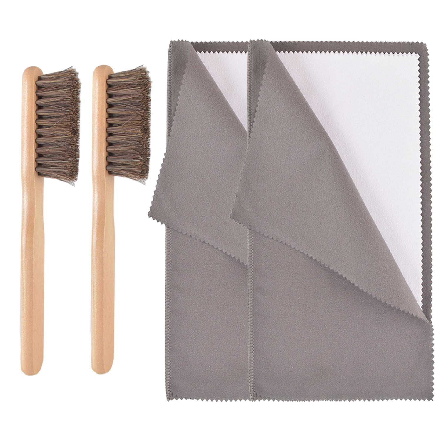 4 Pieces Silver Polish Set, Jewelry Cleaning Brushes Tool Kit Horsehair Brushes and Sterling Silv... | Amazon (US)