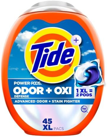 Tide Odor Defense + Oxi Laundry Detergent Pacs, Original Scent, 45 Count, Advanced Odor + Stain F... | Amazon (US)