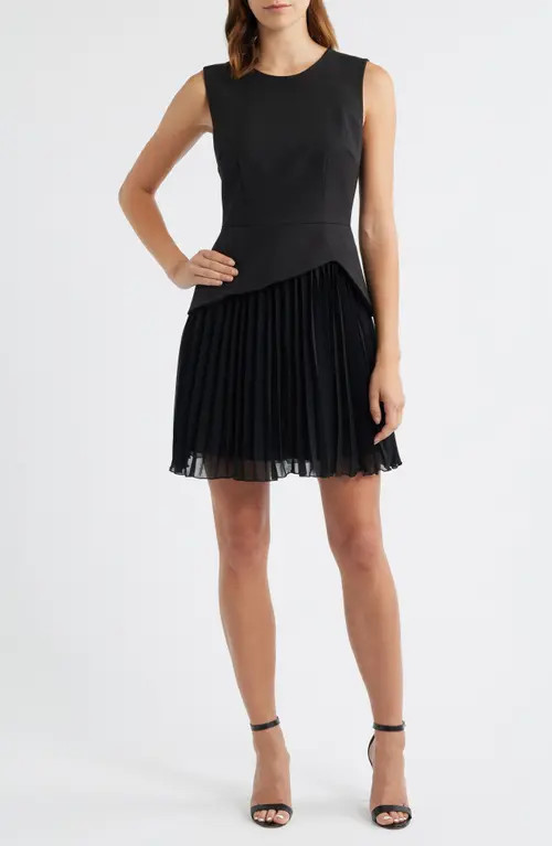 Sam Edelman Sleeveless Pleated Minidress in Black at Nordstrom, Size 2 | Nordstrom