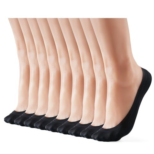 WISVOOO 3-9 Pairs No Show Socks Women Nylon Ultra Low Cut Non-Slip Thin Liner Socks Invisible Hidden Socks for Flats | Amazon (US)