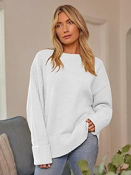 LILLUSORY Women's Oversized Sweaters Fuzzy Chunky Warm Pullover Sweater | Amazon (US)