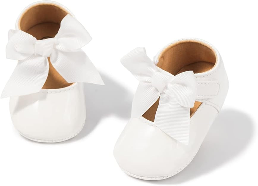 Baby Mary Jane Flats for Girls with Bowknot Cotton Anti Skid Sole Infant First Walker Princess Dr... | Amazon (US)