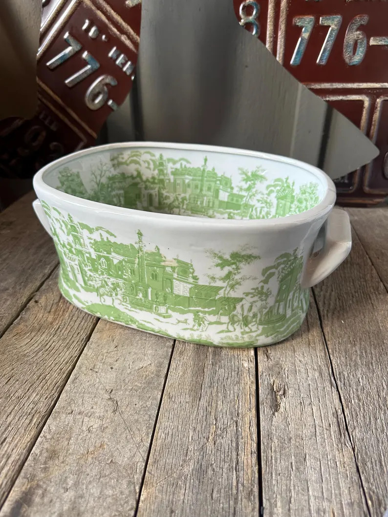 14\u201d Chinoiserie Green & White Porcelain Foot Bath - NEW Basin  G Millennial | Etsy (Global)