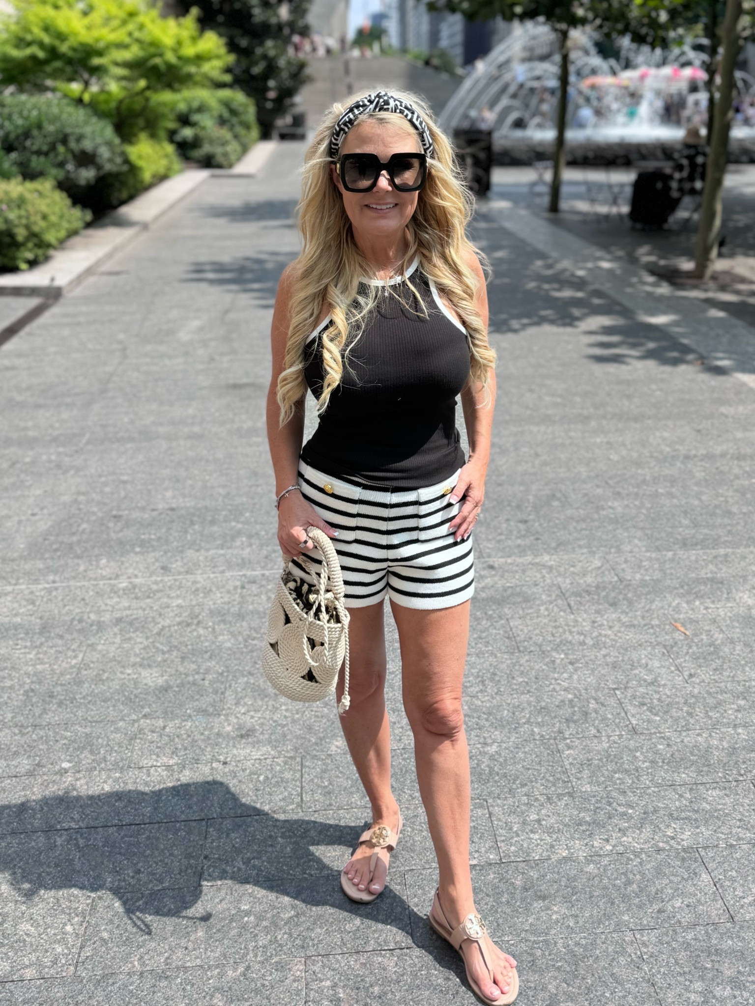 Striped knit shorts paired with black and white tank. Will wear with a striped or solid lady jacket in the fall 

#LTKFindsUnder50 #LTKxNSale #LTKBacktoSchool