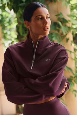 ALO | Accolade 1/4 Zip Pullover Top in Rich Bordeaux, Size: 2XS | Alo Yoga