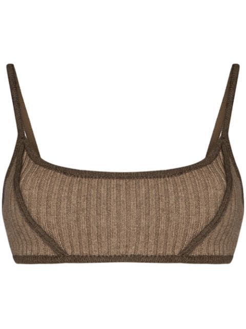 trimmed knitted bra top | Farfetch (US)