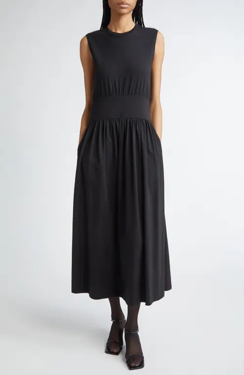 TOTEME Sleeveless Cotton Midi Dress in Black at Nordstrom, Size Small | Nordstrom