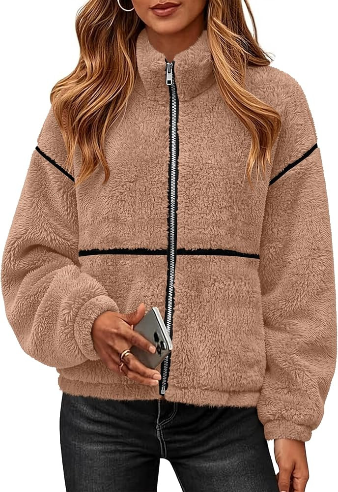 Rapbin Womens Sherpa Fleece Jacket Zip Up Winter Coats | Amazon (US)