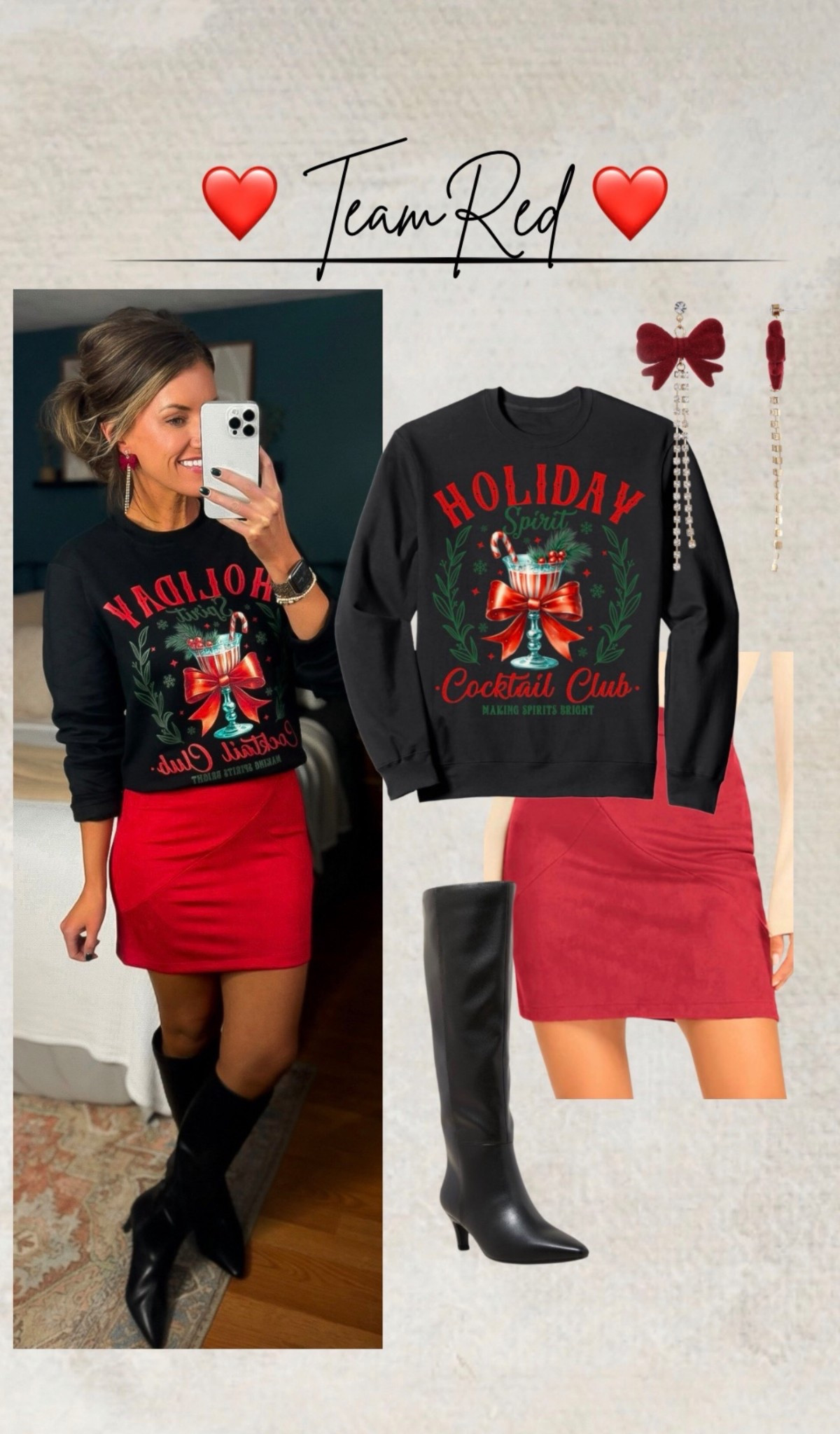 Holiday outfit idea. 
Sweatshirt/ medium 
Skirts/ medium 

#LTKSeasonal #LTKHoliday #LTKStyleTip
