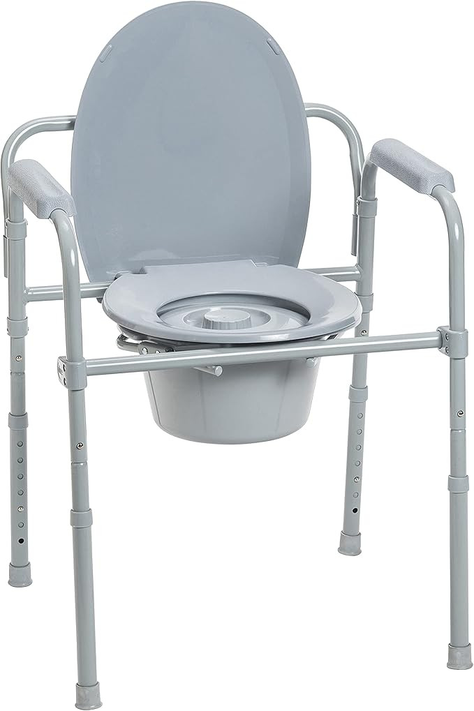 Drive Medical RTL11158KDR Folding Steel Bedside Commode Chair, Portable Toilet, 350 Pound Weight ... | Amazon (US)