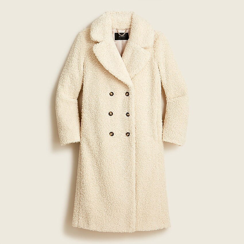 Double-breasted teddy sherpa topcoat | J. Crew US
