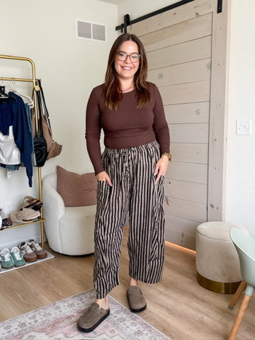 New fall favorite! These comfy striped pants are perfect for any occasion. #fallfashion #amazonfinds
 

 #LTKootd #LTKSeasonal #LTKMidsize