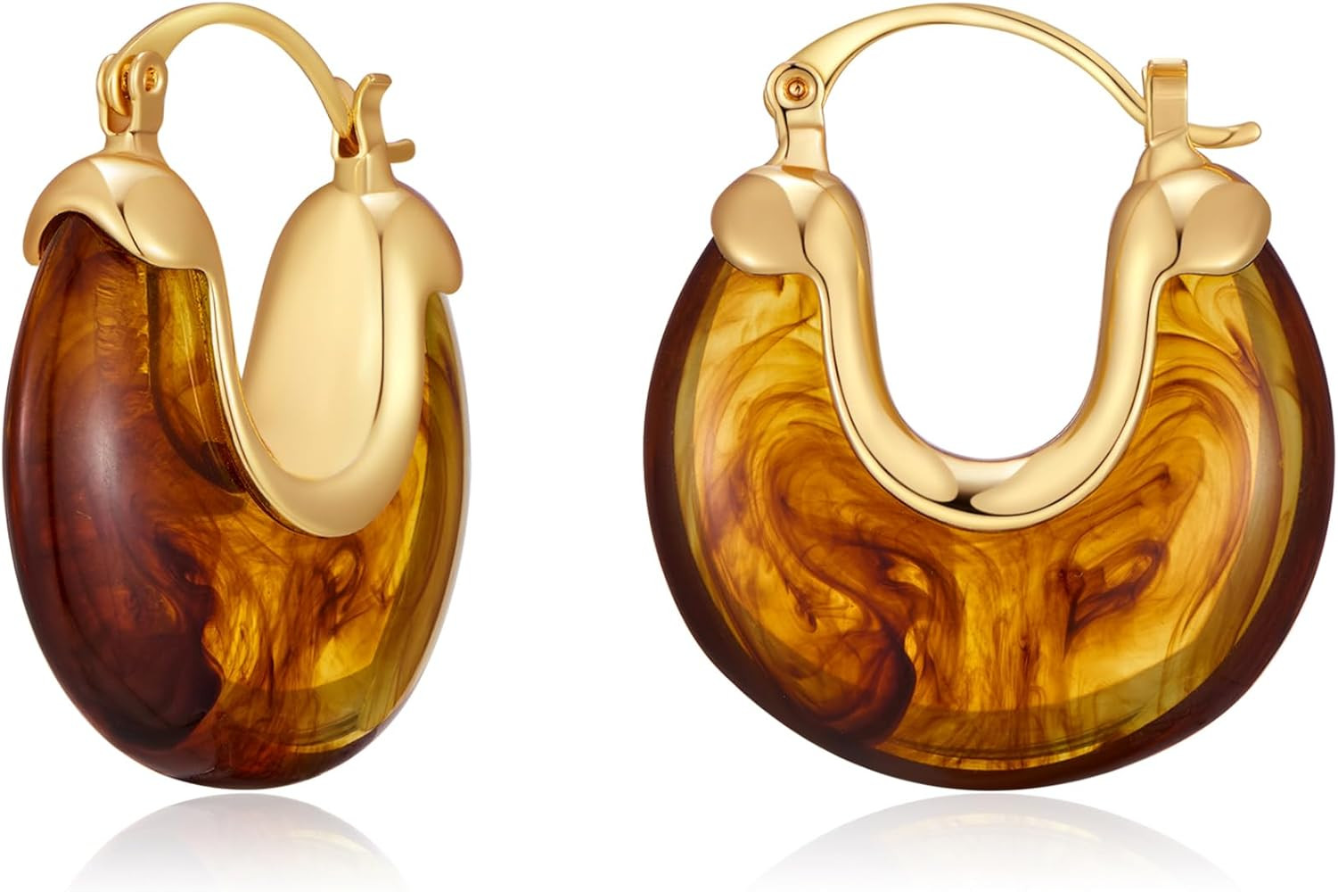 14K Gold Plated Chunky Hoop Earringsfor Women Vintage Leopard Print hoops Large Round Hoop Earrin... | Amazon (US)