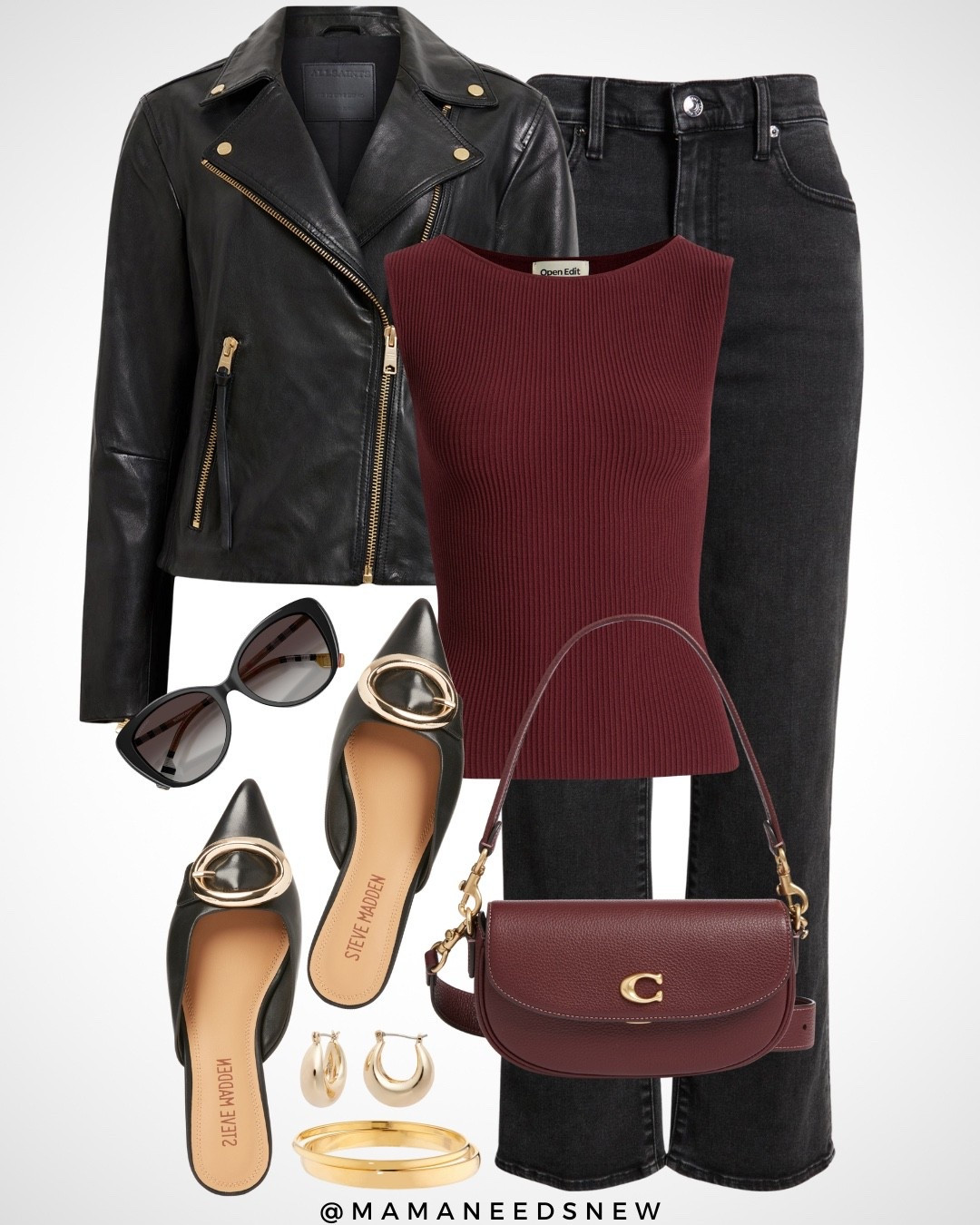 A summer to fall transitional outfit with a leather jacket, jeans, knit tank top, shoulder bag & mule slides ♥️

#LTKStyleTip #LTKShoeCrush #LTKSaleAlert