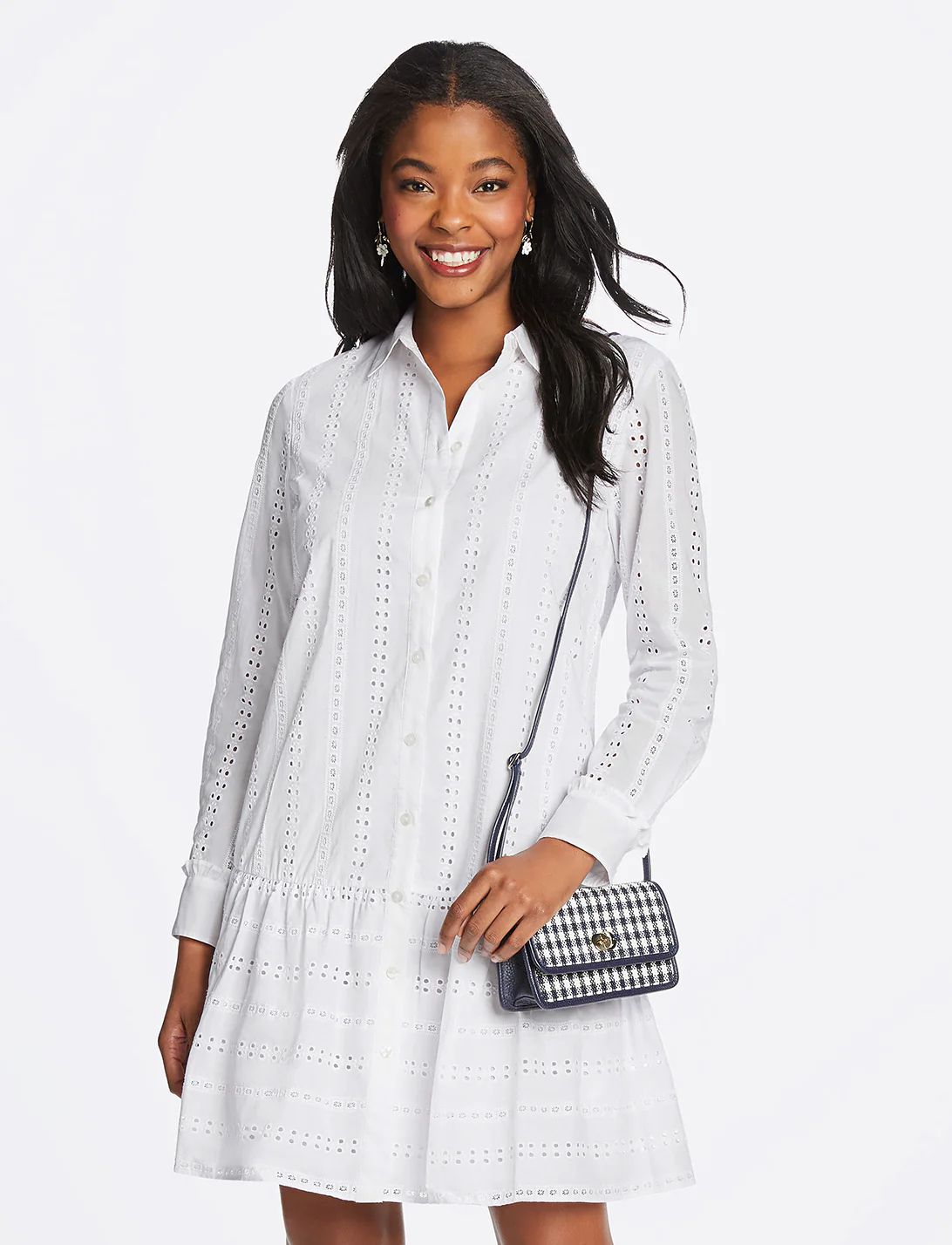 Striped Eyelet Flounce Shirtdress | Draper James (US)