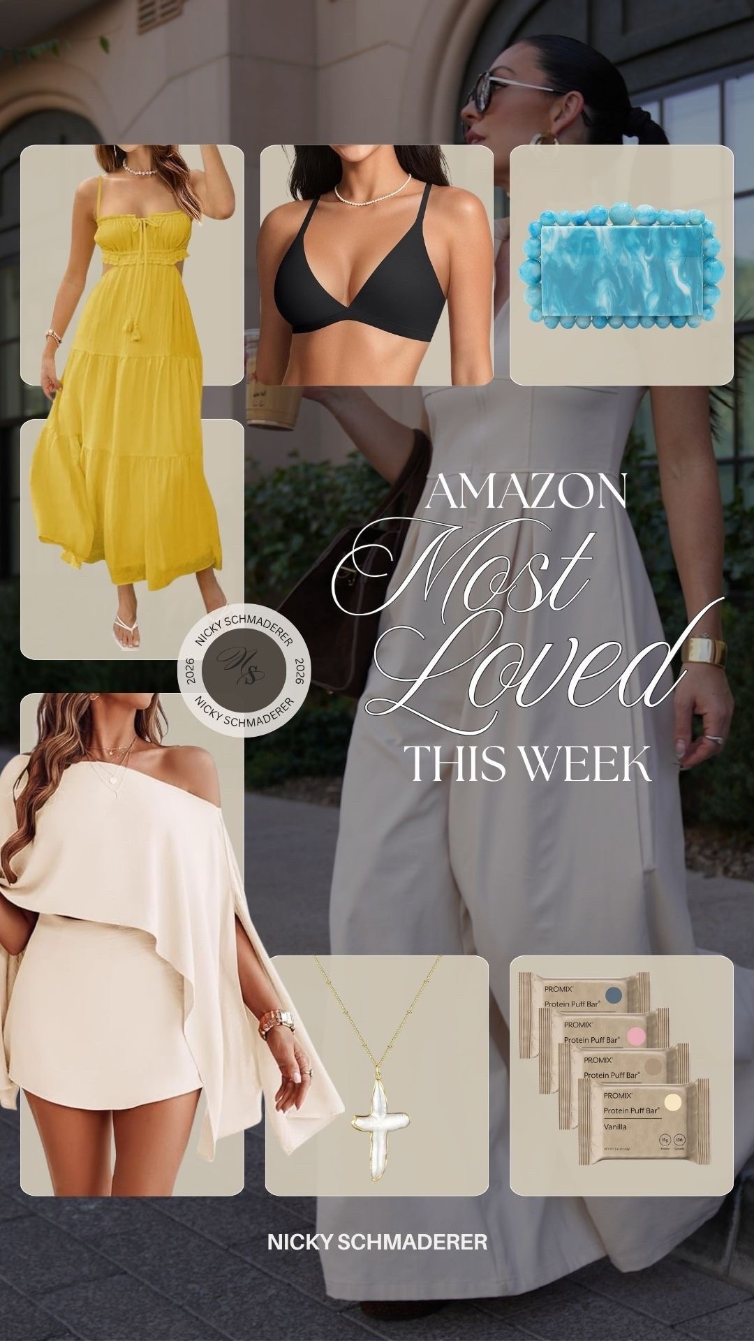 Amazon most loved items for the week
Yellow maxi dress
Cape skirt set 
Triangle bralette 
Clutch 
Pearl Necklace 
Promix bars 


#LTKootd #LTKSaleAlert #LTKSeasonal