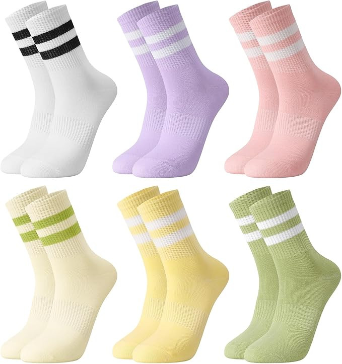 6 Paar Socken Damen 35-38 Tennissocken Baumwollsocken Retro Damensocken Bunte Sportsocken mit Str... | Amazon (DE)