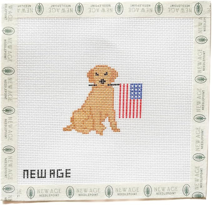 Patriotic Golden Retriever Needlepoint Canvas: Hand-Painted American Flag Dog | Amazon (US)