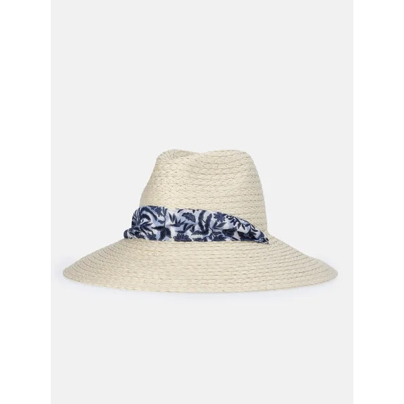Time and Tru Women's Panama Hat with Scarf, Natural | Walmart (US)