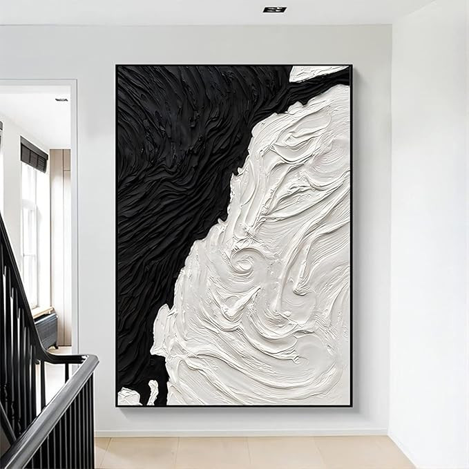 Black and White Abstract Prints Black Textured Wall Art Minimalist Black and White Wall Art Minim... | Amazon (US)