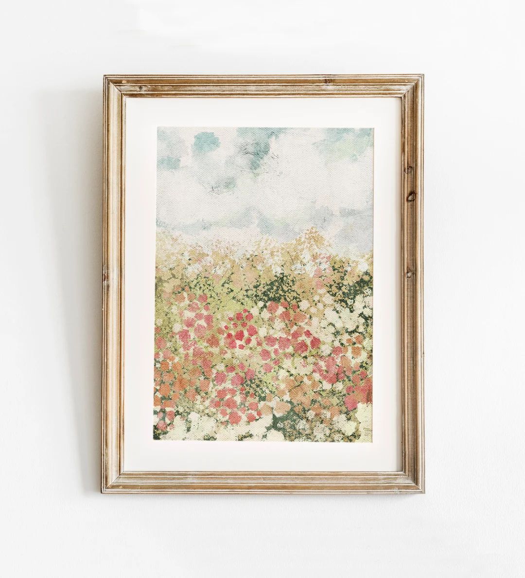 Spring Print, Flower Field Landscape Printable Art, Flower Meadow Oil Painting, Vintage Style Dec... | Etsy (US)