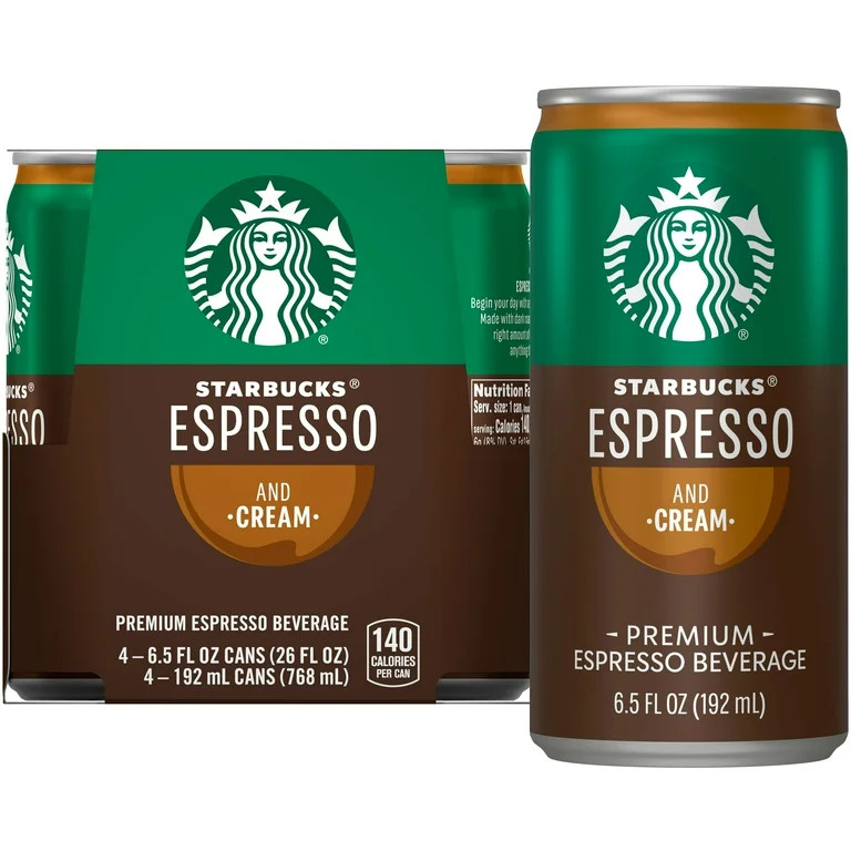Starbucks Espresso & Cream Premium Espresso Beverage, 6.5 fl oz, 4 count | Walmart (US)