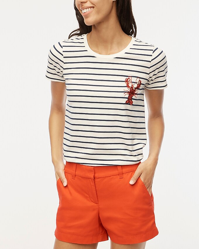 Embellished lobster striped graphic tee | J.Crew Factory