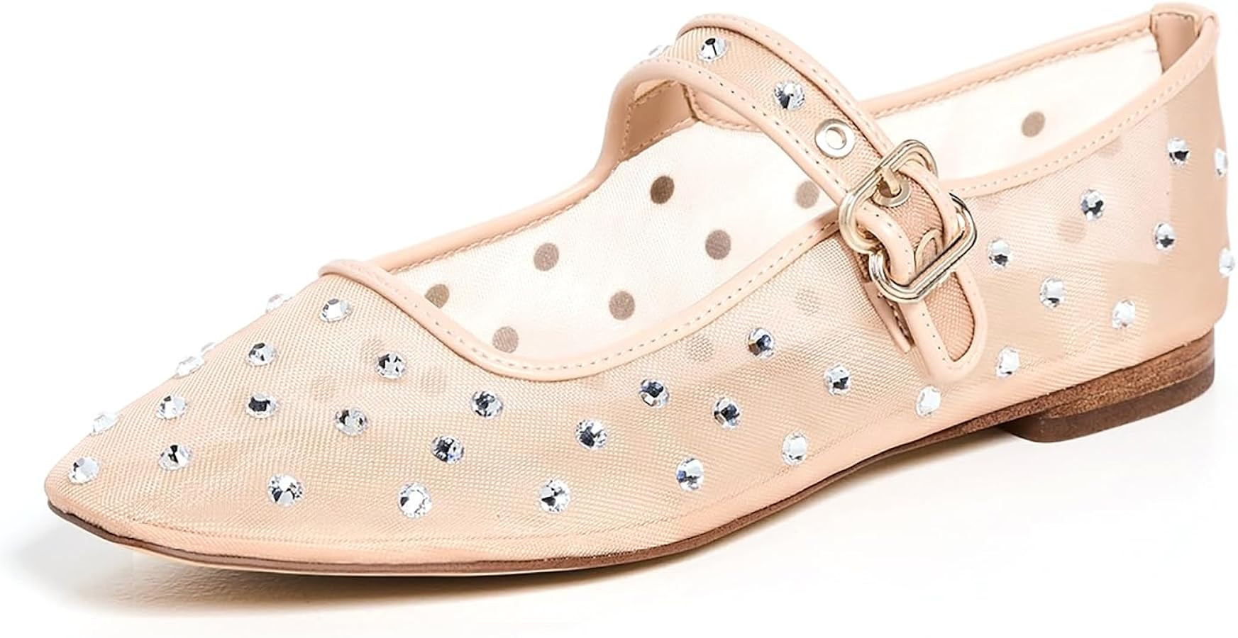 VARECOLA Mesh Flats for Women, Mary Jane Rhinestone Square Toe Dress Shoes Comfortable Work Weddi... | Amazon (US)