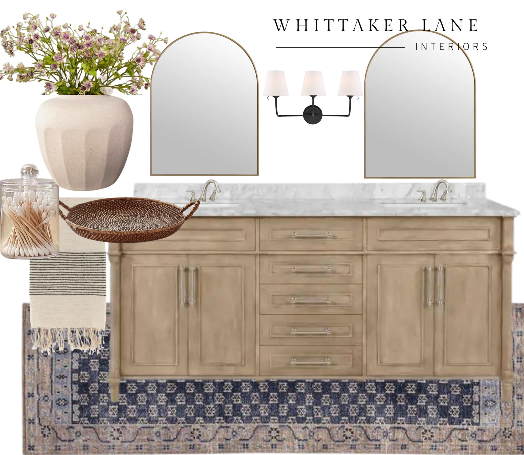 Bathroom inspo! 

bathroom moodboard, master bath, bathroom vanity, runner rug, vanity light 

#LTKstyletip #LTKhome #LTKsalealert