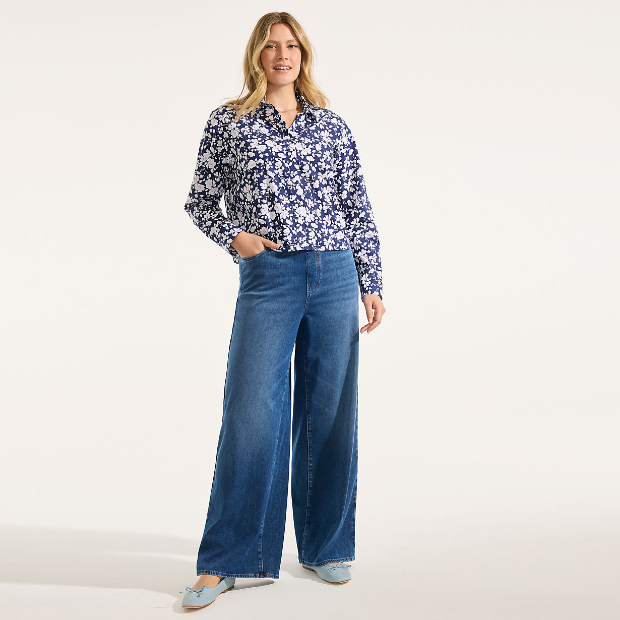 Women's Starfish Denim High Rise Wide Leg Jeans | Lands' End (US)