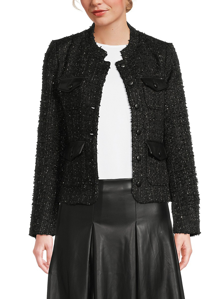 Nanette Nanette Lepore Women's Shimmer Tweed Jacket - Very Black - Size M | Saks Fifth Avenue OFF 5TH