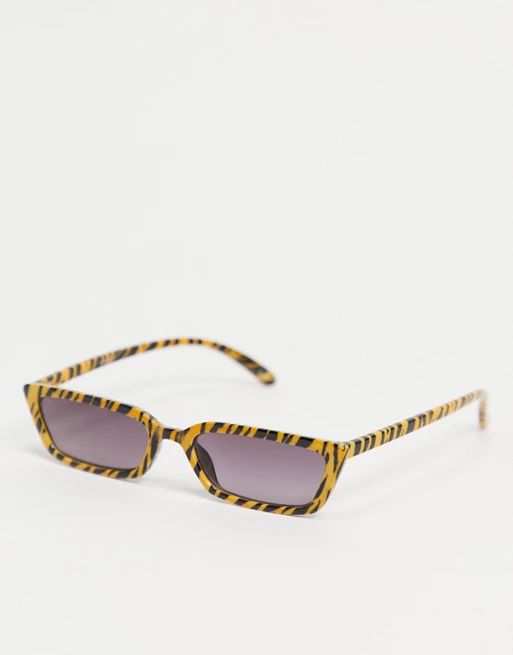 ASOS DESIGN 90s square sunglasses in tiger print | ASOS (Global)