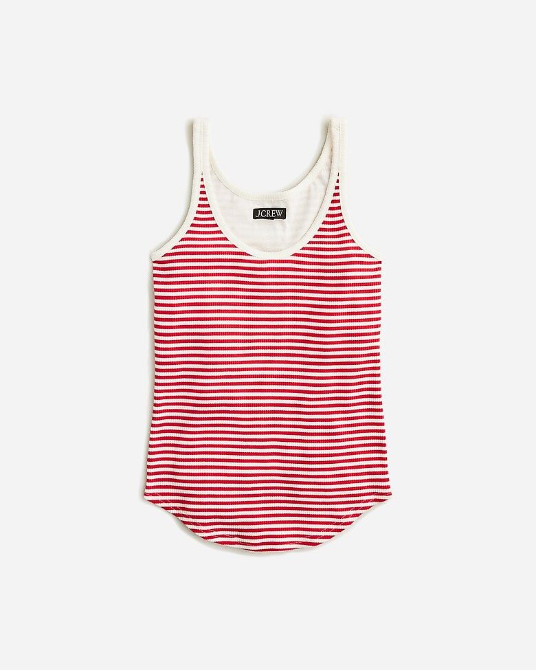 Vintage rib shelf-bra tank top in stripe | J. Crew US