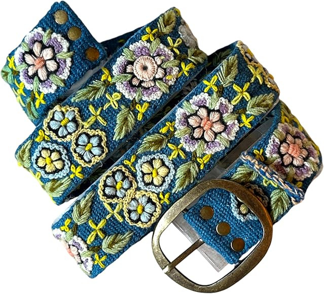 Embroidered Belt, Embroidered Belt for Women, Peruvian Embroidered Belt, Handmade - Garden Bloom ... | Amazon (US)