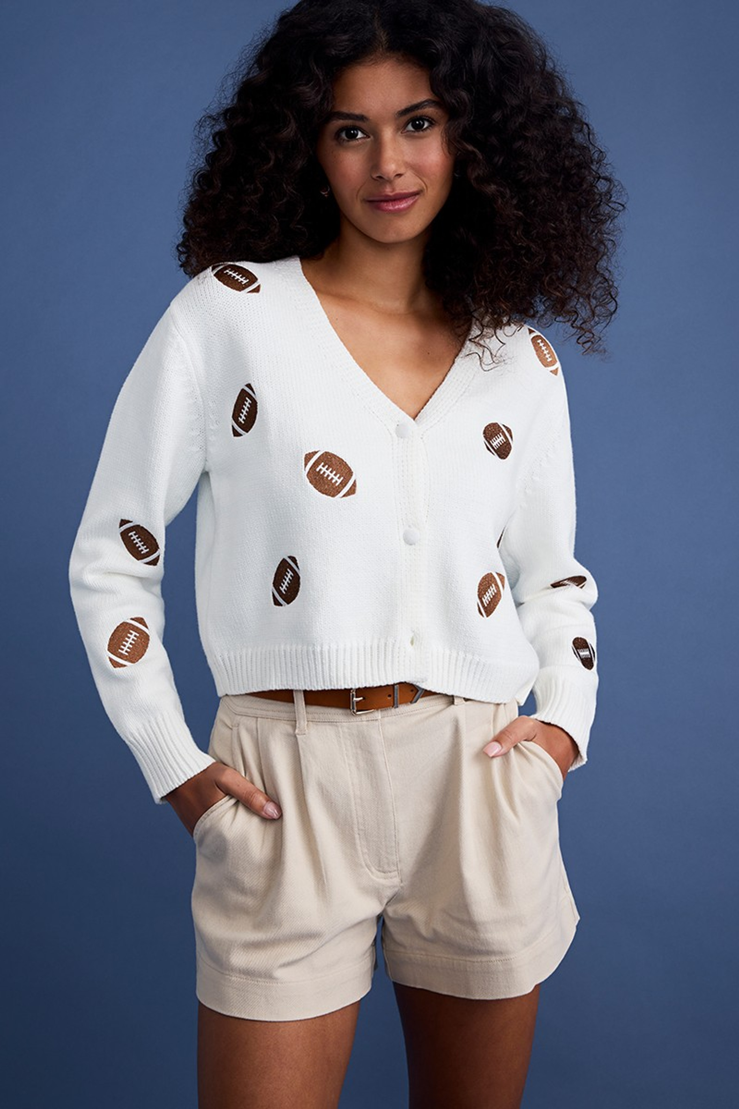 Football Embroidered Cardigan | Francesca's