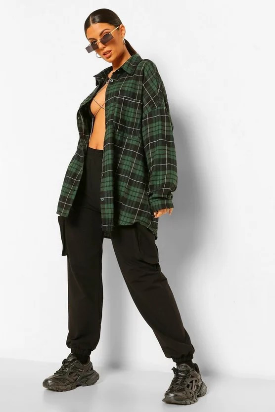 Oversized Flannel Shirt | Boohoo.com (US & CA)