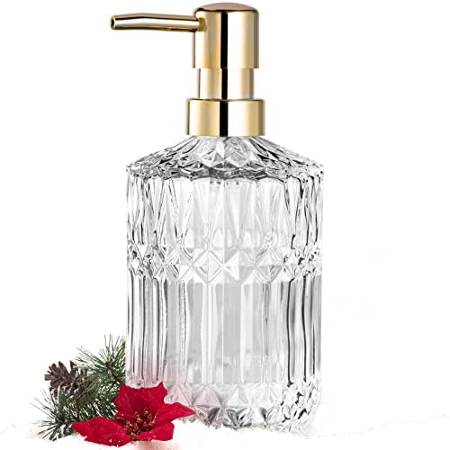 EMPO Clear Glass Soap Dispenser with ABS Plastic Pump, Crystal Lotion Dispensers for Kitchen Sink, Bathroom (Transparent) | Amazon (US)